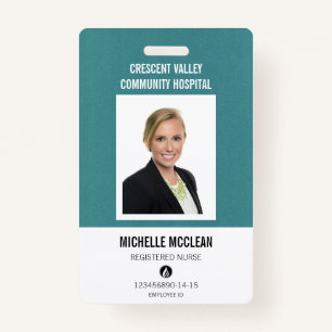 Registered Nurse ID Professional Teal Simple ID Badge