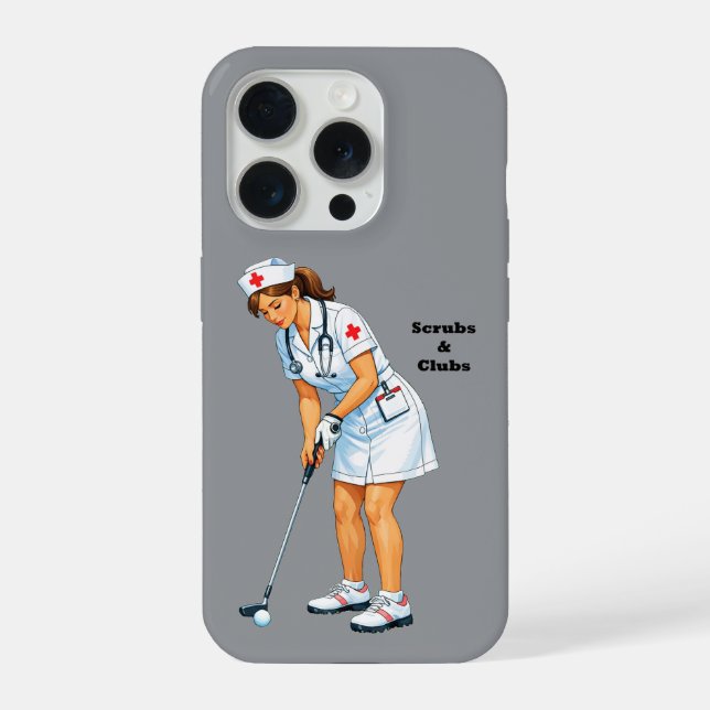 Registered Nurse in Uniform Putting the Golf Ball iPhone Case (Back)
