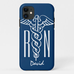 Registered Nurse iPhone cover Blue RN caduceus