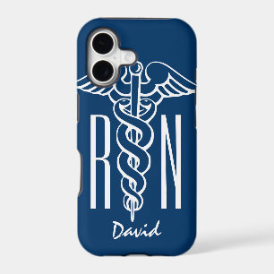 Registered Nurse iPhone cover   Blue RN caduceus