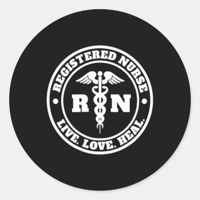 Registered Nurse Live Love Heal Pocket Logo Rn  Classic Round Sticker (Front)