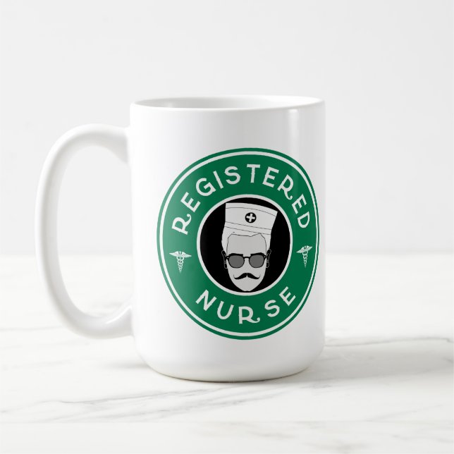 Registered Nurse Logo Badge Design Coffee Mug (Left)