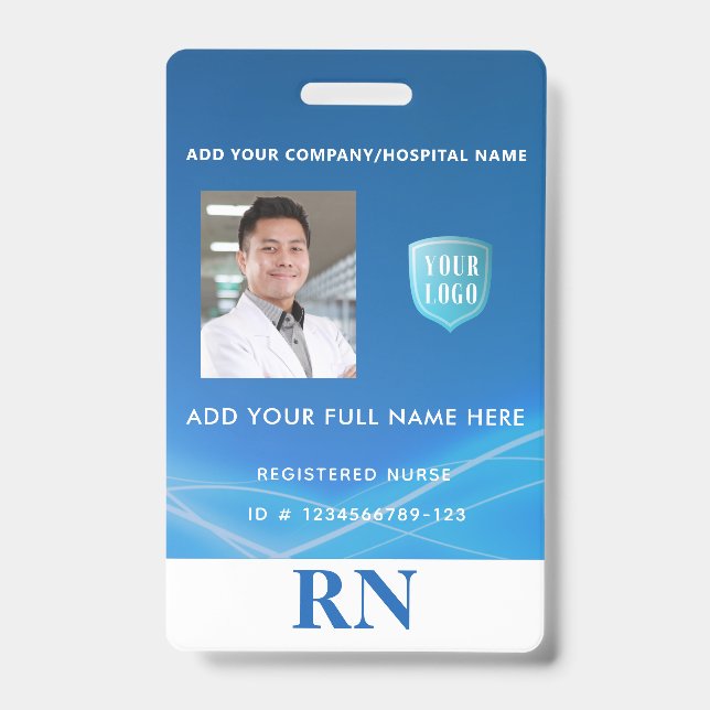 Registered Nurse,LPN Photo ID with Logo Badge (Front)