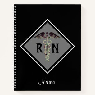 Registered Nurse Medical Black White Personalised Notebook