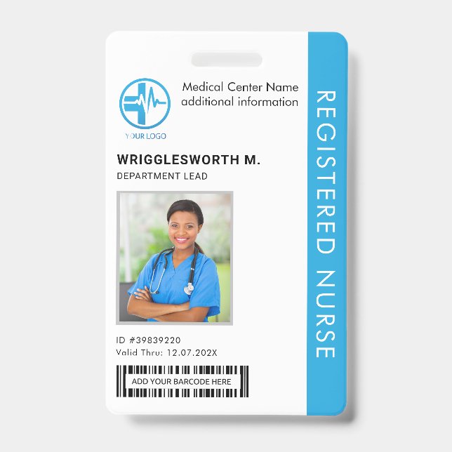 Registered Nurse Medical Centre Employee Photo ID Badge (Front)