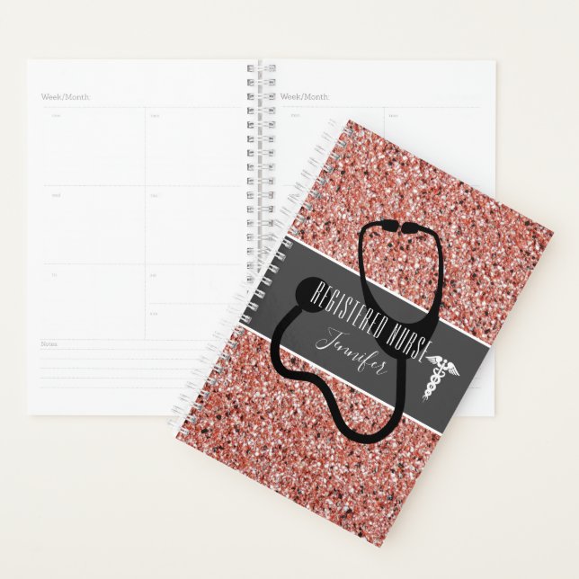 Registered Nurse Medical Pink Glitter Personalised Planner (Display)