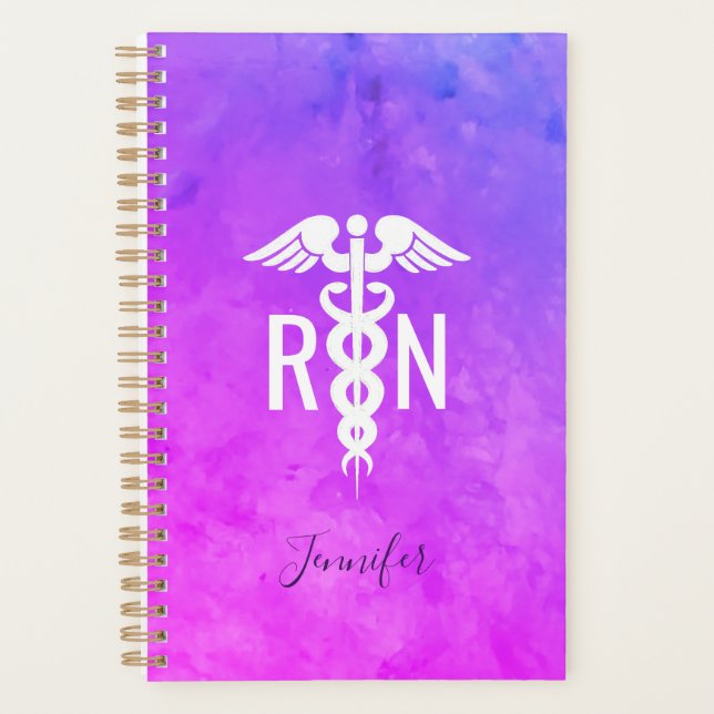 Registered Nurse Medical Pink Purple Personalised Planner (Front)