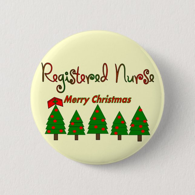 Registered Nurse MERRY CHRISTMAS TREES 6 Cm Round Badge (Front)
