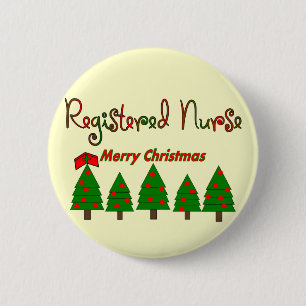 Registered Nurse MERRY CHRISTMAS TREES 6 Cm Round Badge