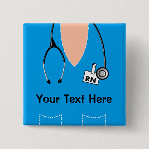 Registered Nurse Name Badge Button Bl;ue