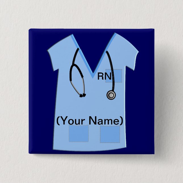 Registered Nurse Name Badge Button Bue (Front)
