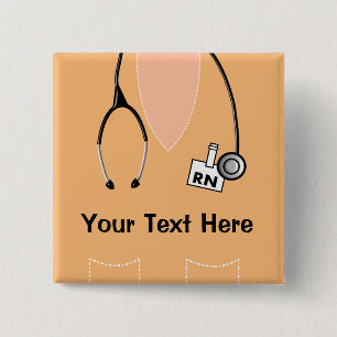Registered Nurse Name Badge Orange Button