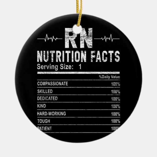 Registered nurse Nutrition Facts Nurse Ceramic Tree Decoration (Front)