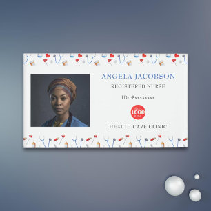 Registered Nurse  Photo Healthcare Logo Pattern Name Tag