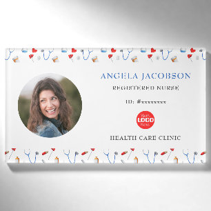 Registered Nurse Photo Healthcare Round Logo Name Tag