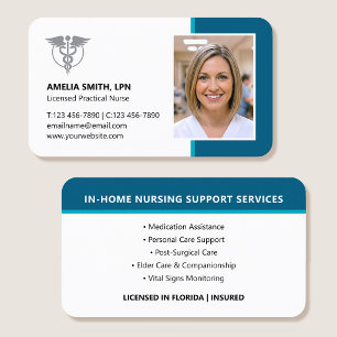 Registered Nurse Photo Logo Modern Blue Business Card