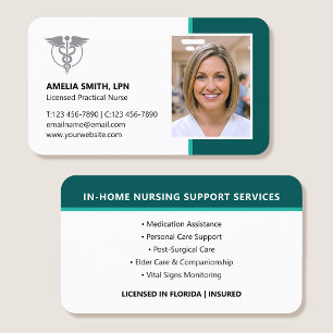 Registered Nurse Photo Logo Modern Green Business Card