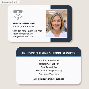 Registered Nurse Photo Logo Modern Grey Business Card