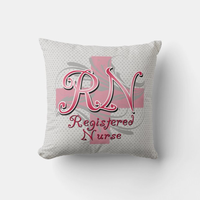 Registered Nurse, Pink Cross Swirls Cushion (Front)