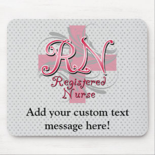 Registered Nurse, Pink Cross Swirls Mouse Mat