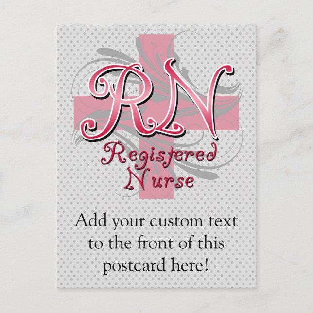 Registered Nurse, Pink Cross Swirls Postcard (Front)