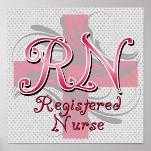 Registered Nurse, Pink Cross Swirls Poster