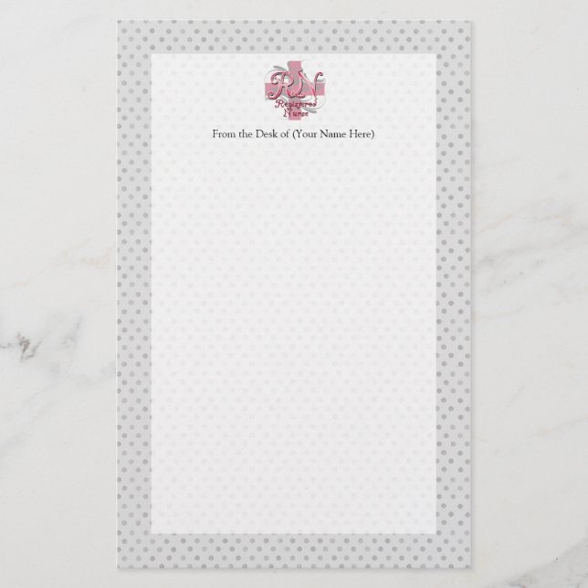 Registered Nurse, Pink Cross Swirls Stationery (Front)