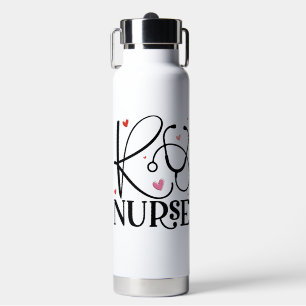 Registered Nurse Pink Heart Stethoscope  Water Bottle