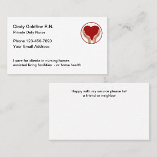 Registered Nurse Private Duty Home Health Business Card