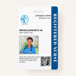 Registered Nurse QR Code Medical Center Photo ID ID Badge