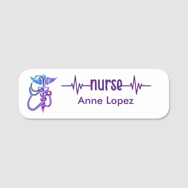Registered Nurse RN Badge Purple Minimalist Modern (Front)