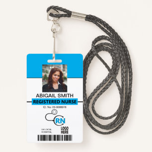 Registered nurse RN blue photo template ID Badge