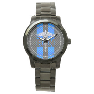 Registered Nurse RN Caduceus Carbon Fiber Decor Watch