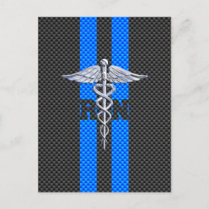 Registered Nurse RN Caduceus Carbon Fibre Decor Postcard