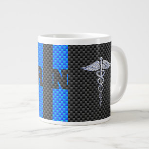 Registered Nurse RN Caduceus Carbon Fibre Print Large Coffee Mug