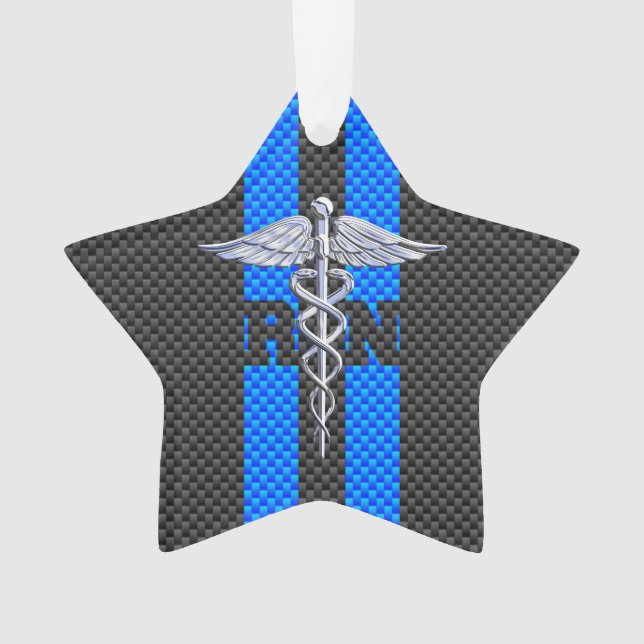 Registered Nurse RN Caduceus Carbon Fibre Print Ornament (Front)