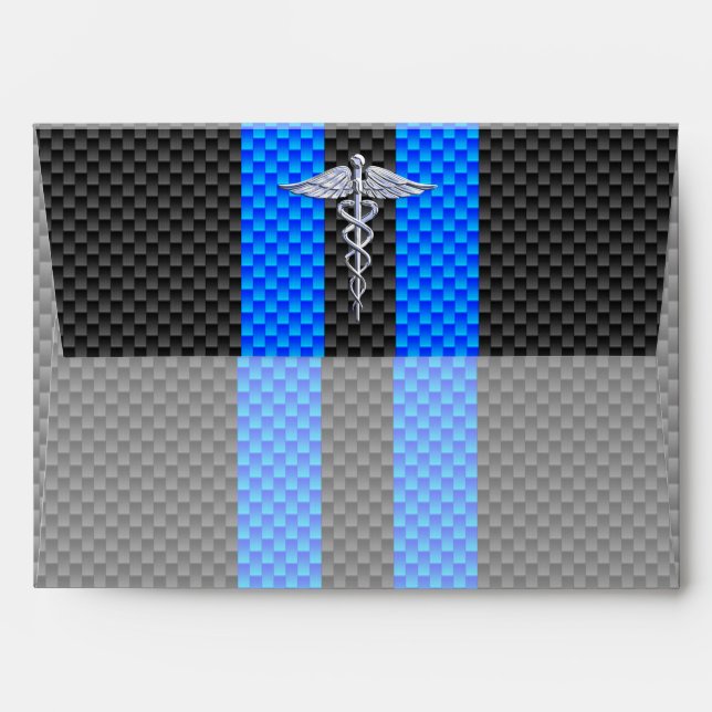 Registered Nurse RN Caduceus Carbon Fibre Stripes Envelope (Back (Top Flap))