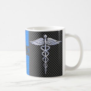 Registered Nurse RN Caduceus Carbon Fibre Style Coffee Mug
