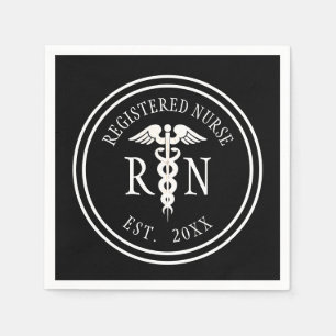 Registered Nurse RN Caduceus Graduation Party Napkin