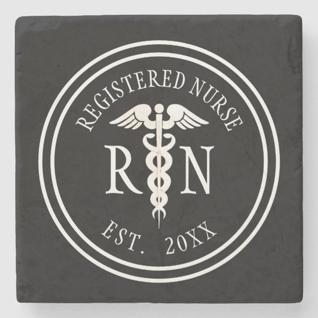 Registered Nurse RN Caduceus Medical Customised Stone Coaster (Front)