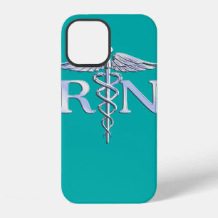 Registered Nurse RN Caduceus on Accent Turquoise iPhone 12 Case