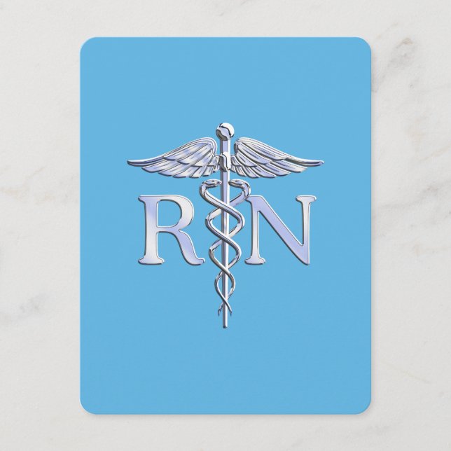 Registered Nurse RN Caduceus on Baby Blue Enclosure Card (Front)