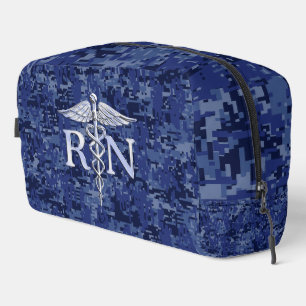 Registered Nurse RN Caduceus on Blue Camo Dopp Kit