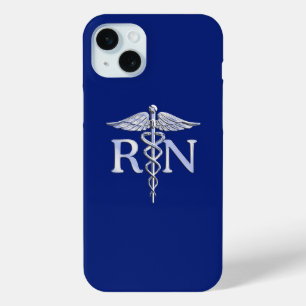 Registered Nurse RN Caduceus on Blue Decor iPhone 15 Mini Case