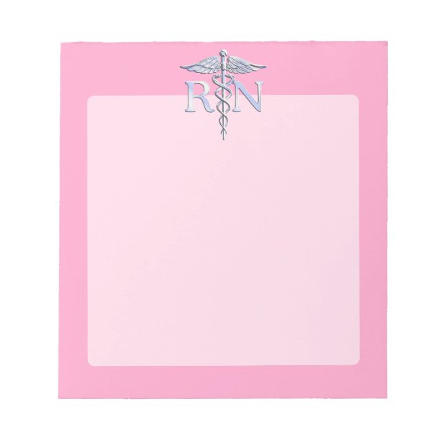 Registered Nurse RN Caduceus on Light Pink Decor Notepad (Front)