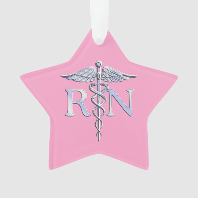Registered Nurse RN Caduceus on Light Pink Decor Ornament (Front)