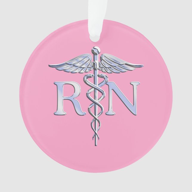 Registered Nurse RN Caduceus on Light Pink Decor Ornament (Front)