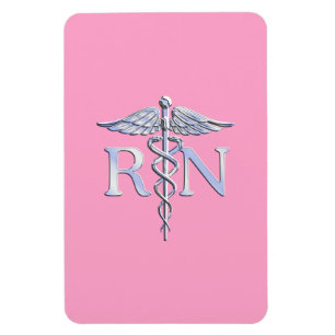 Registered Nurse RN Caduceus on Light Pink Magnet