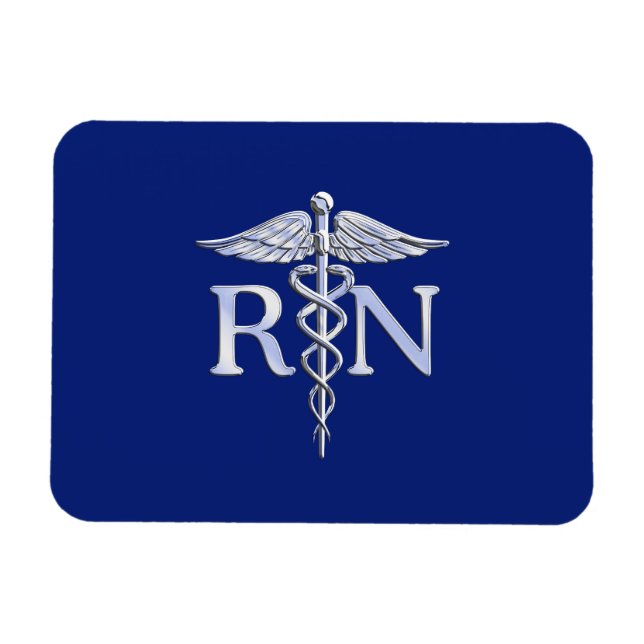Registered Nurse RN Caduceus on Navy Blue Decor Magnet (Horizontal)