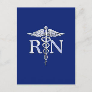Registered Nurse RN Caduceus on Navy Blue Decor Postcard